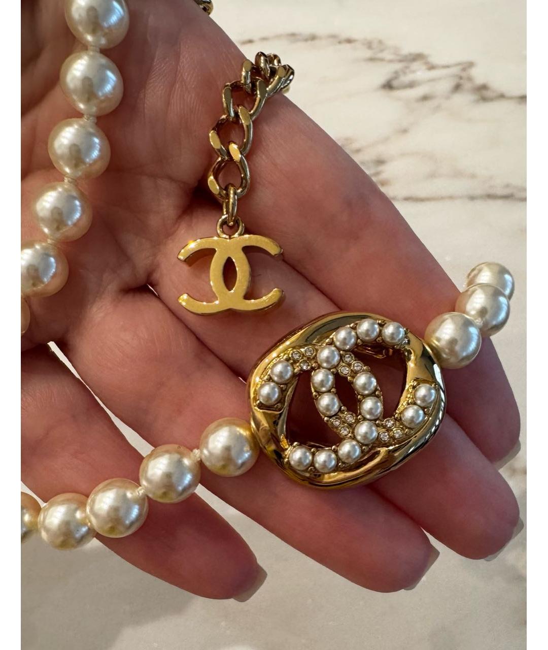 CHANEL Белое жемчужное колье, фото 7