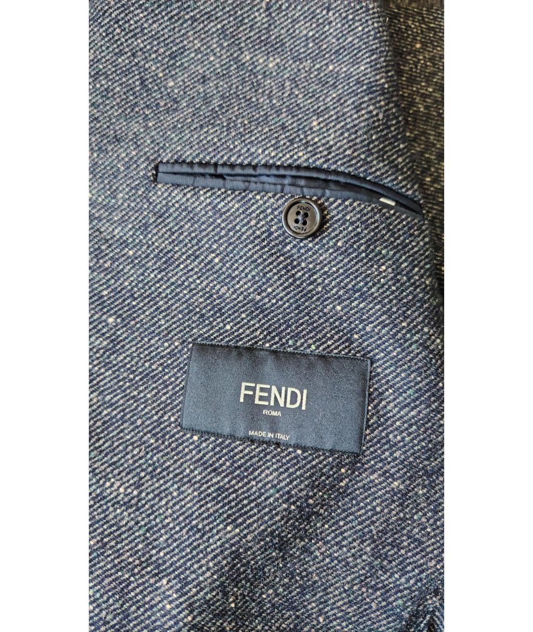 FENDI Темно-синий шерстяной пиджак, фото 3