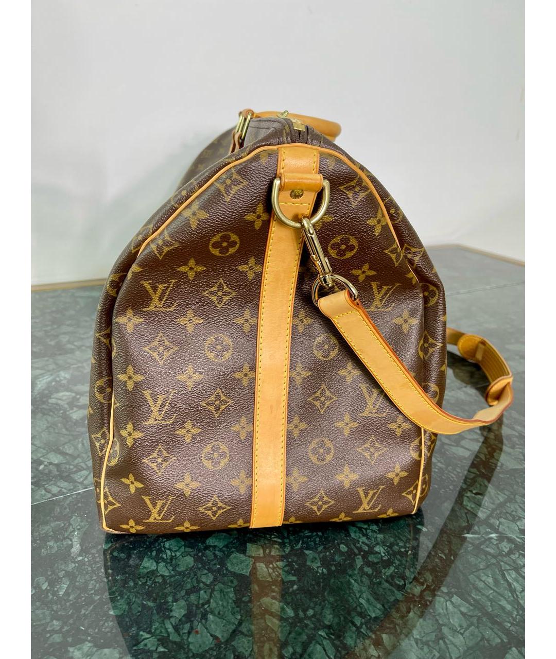 LOUIS VUITTON Коричневая кожаная дорожная/спортивная сумка, фото 5