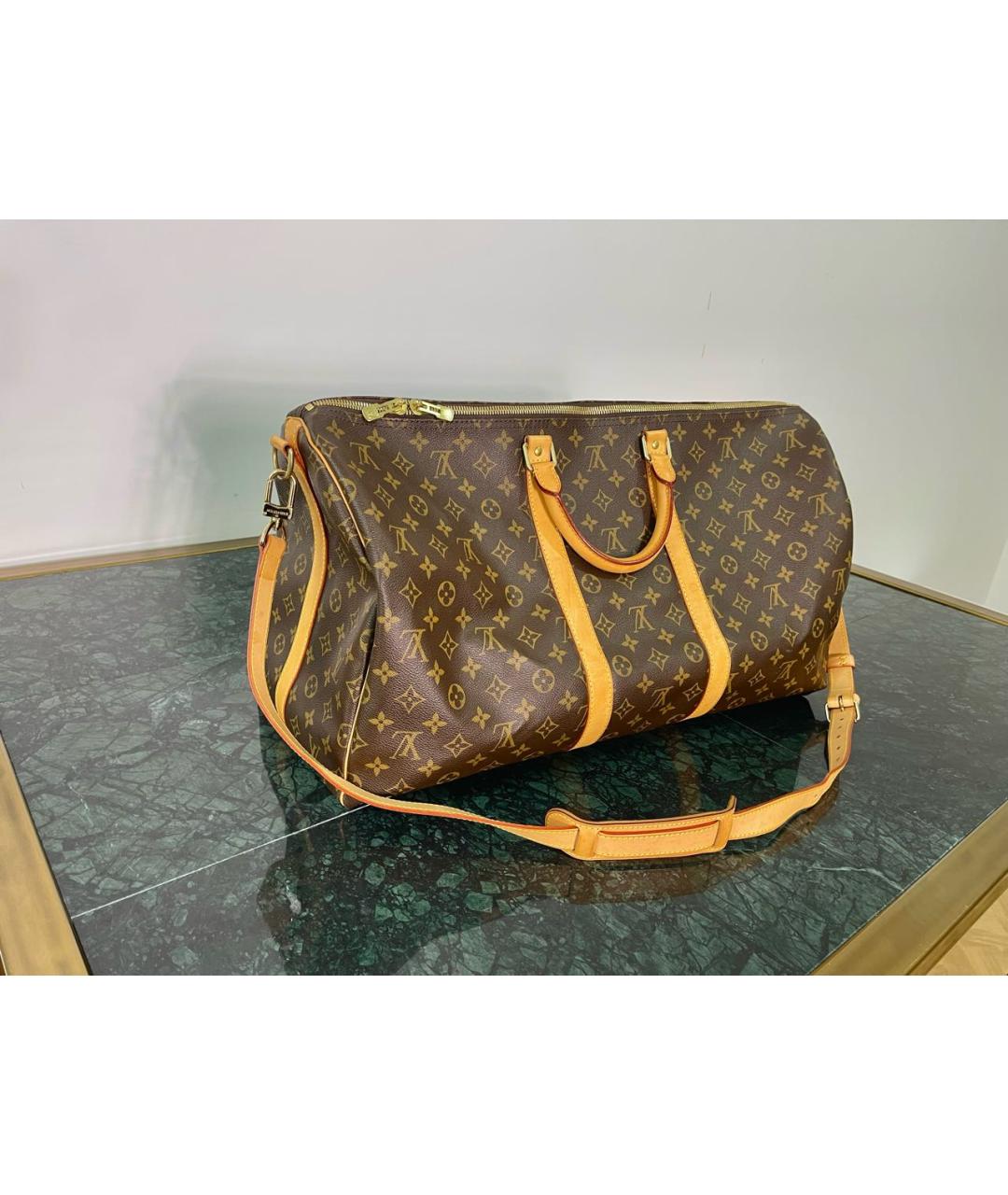 LOUIS VUITTON Коричневая кожаная дорожная/спортивная сумка, фото 7