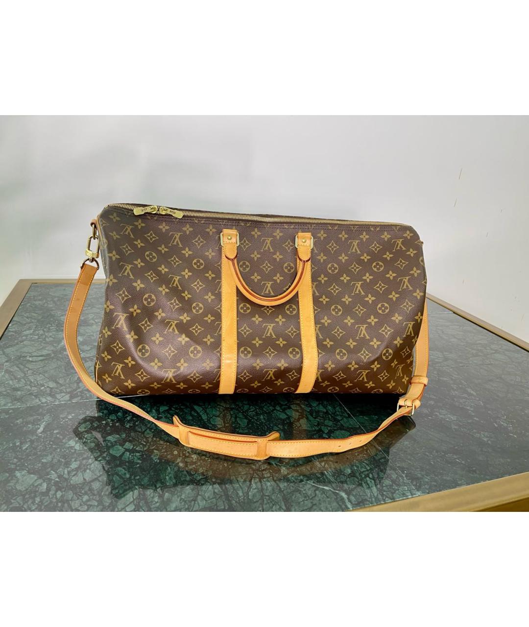 LOUIS VUITTON Коричневая кожаная дорожная/спортивная сумка, фото 2