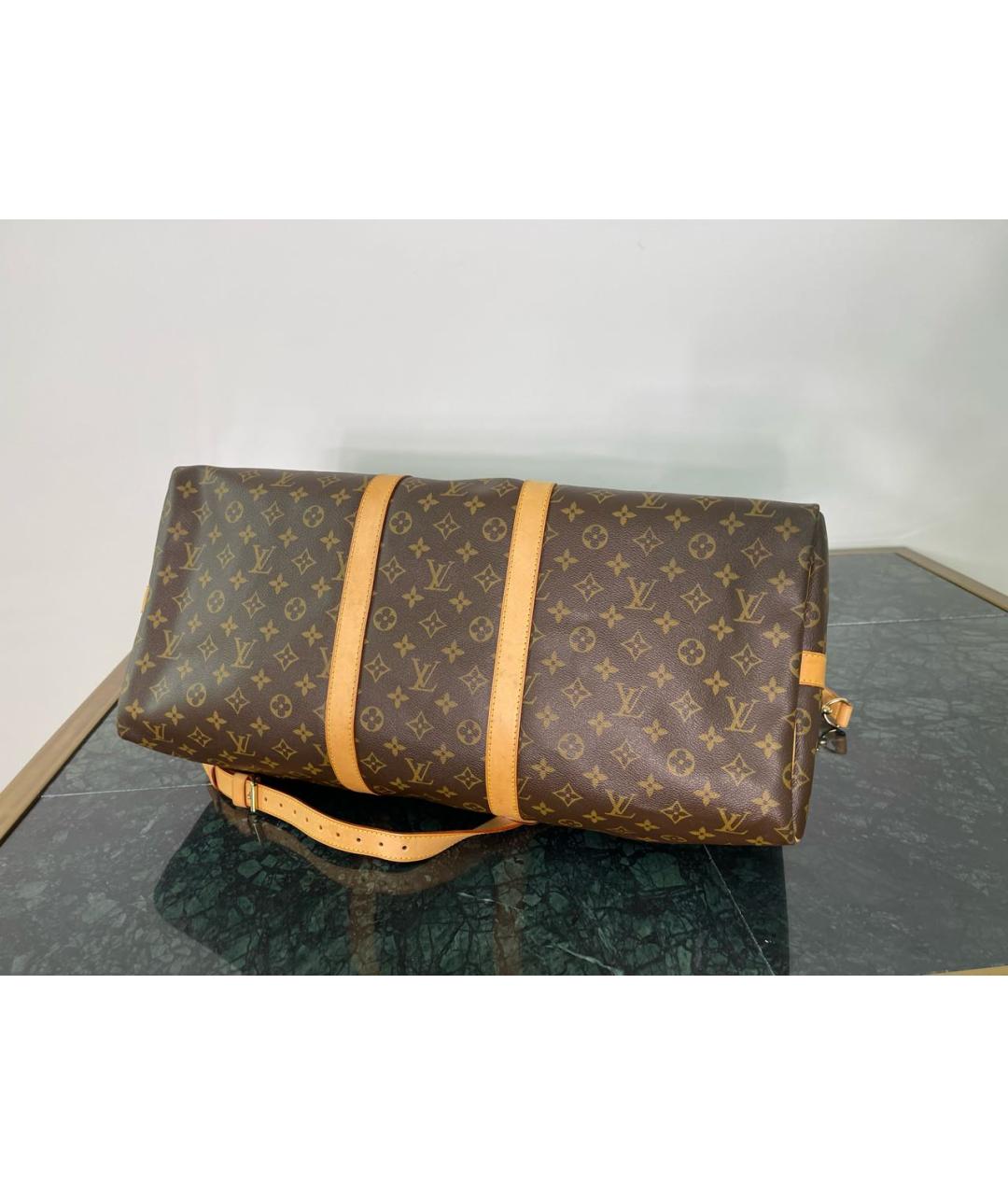 LOUIS VUITTON Коричневая кожаная дорожная/спортивная сумка, фото 3