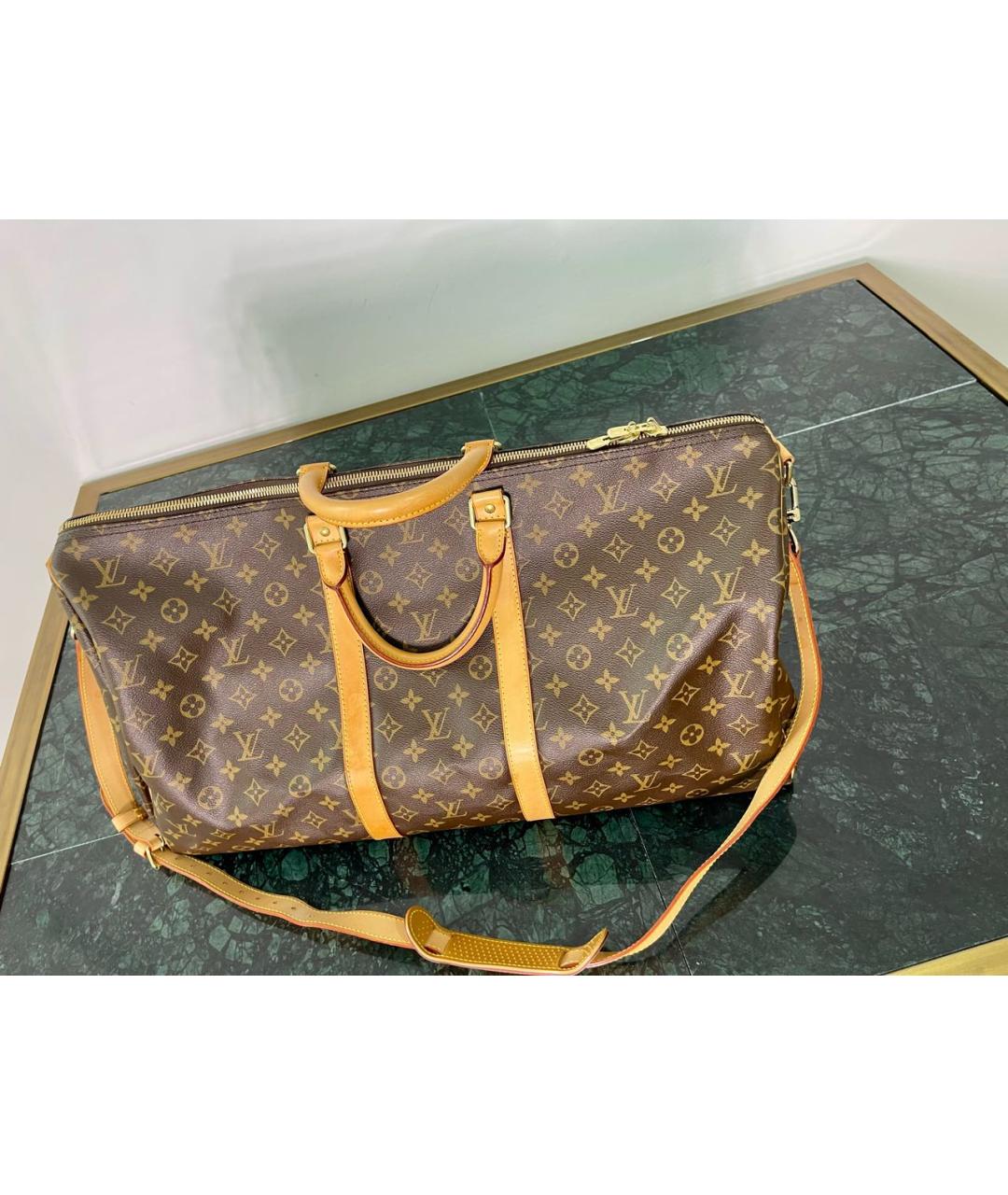 LOUIS VUITTON Коричневая кожаная дорожная/спортивная сумка, фото 4