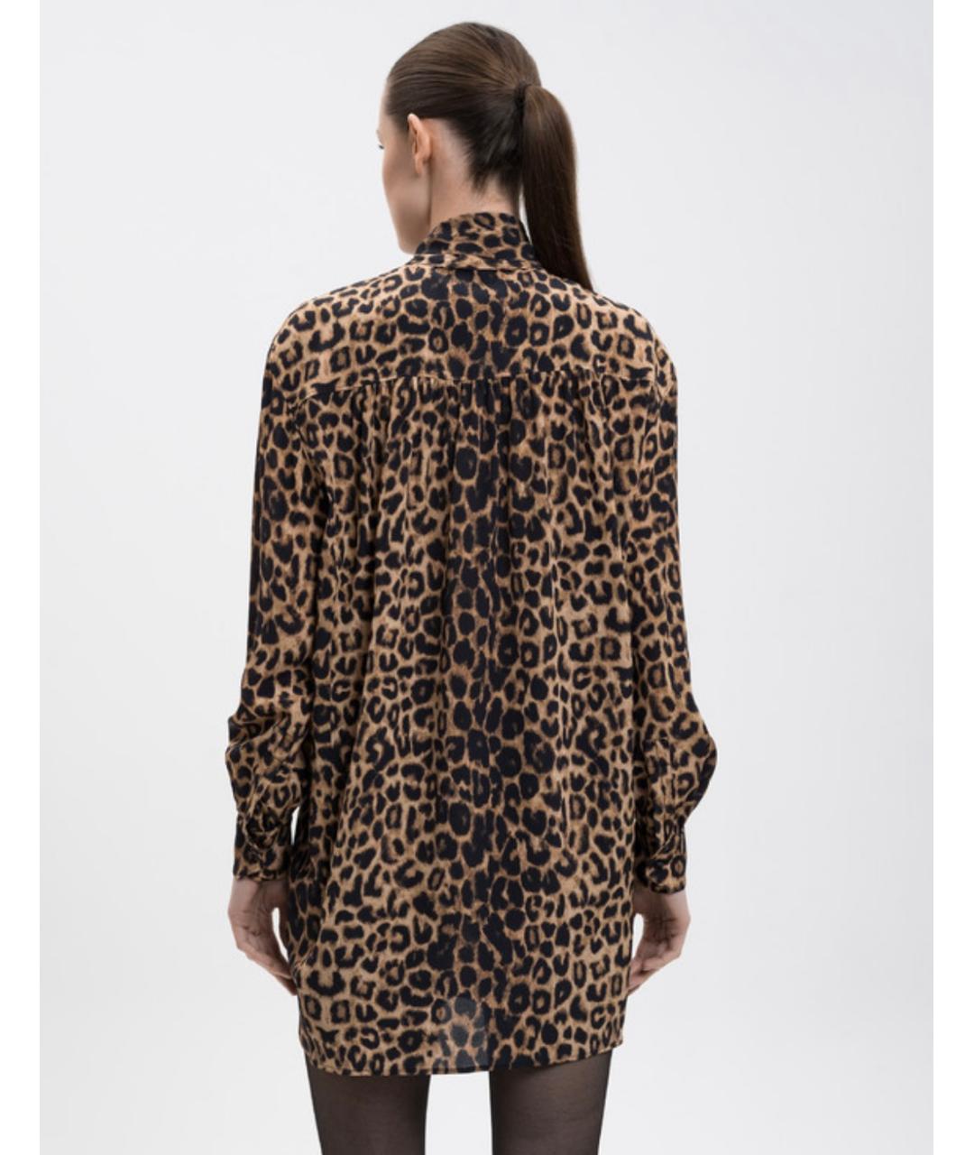 SAINT LAURENT Коричневое шелковое коктейльное платье, фото 4