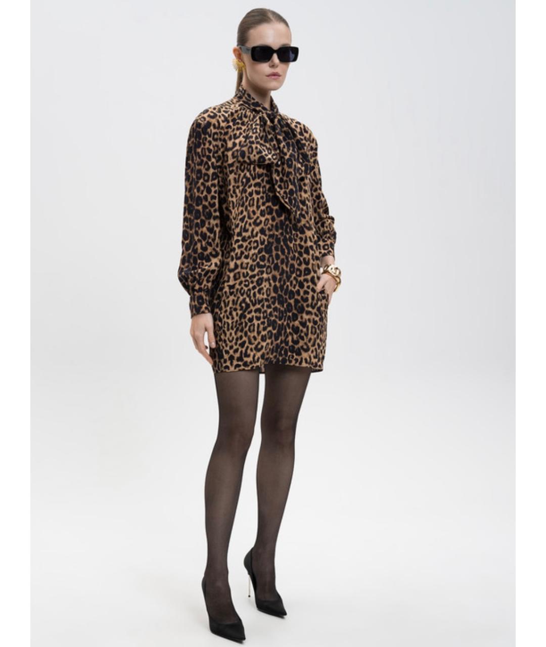 SAINT LAURENT Коричневое шелковое коктейльное платье, фото 2
