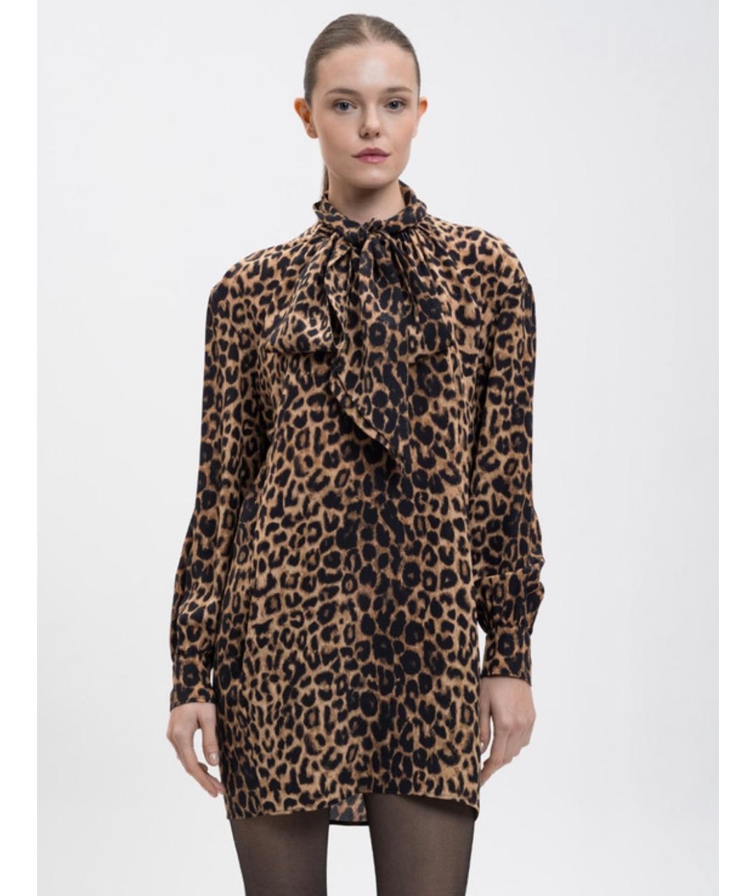 SAINT LAURENT Коричневое шелковое коктейльное платье, фото 3