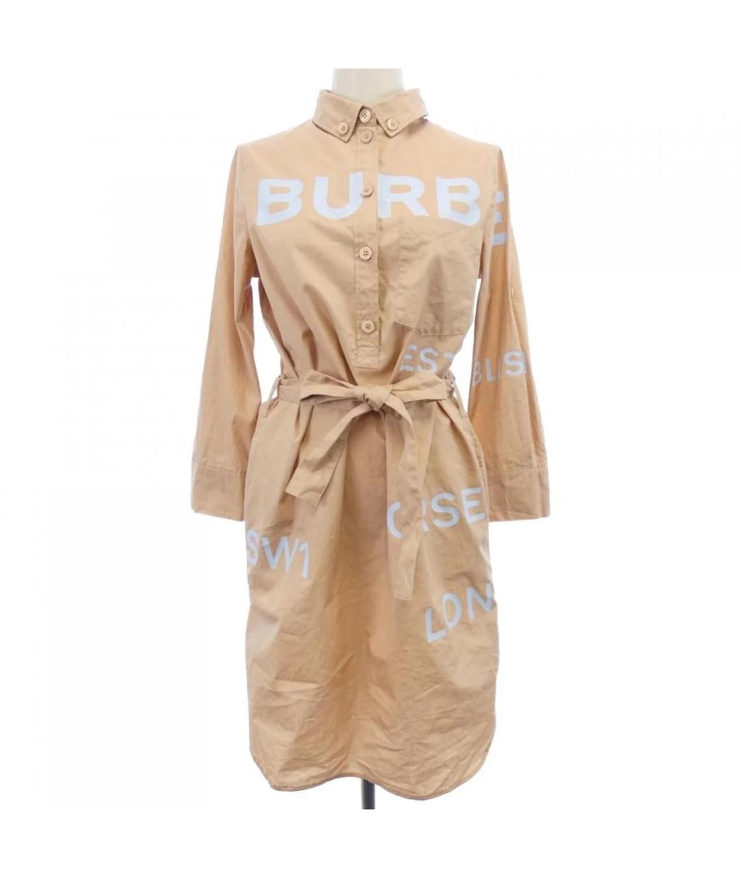 BURBERRY Бежевое хлопковое коктейльное платье, фото 9
