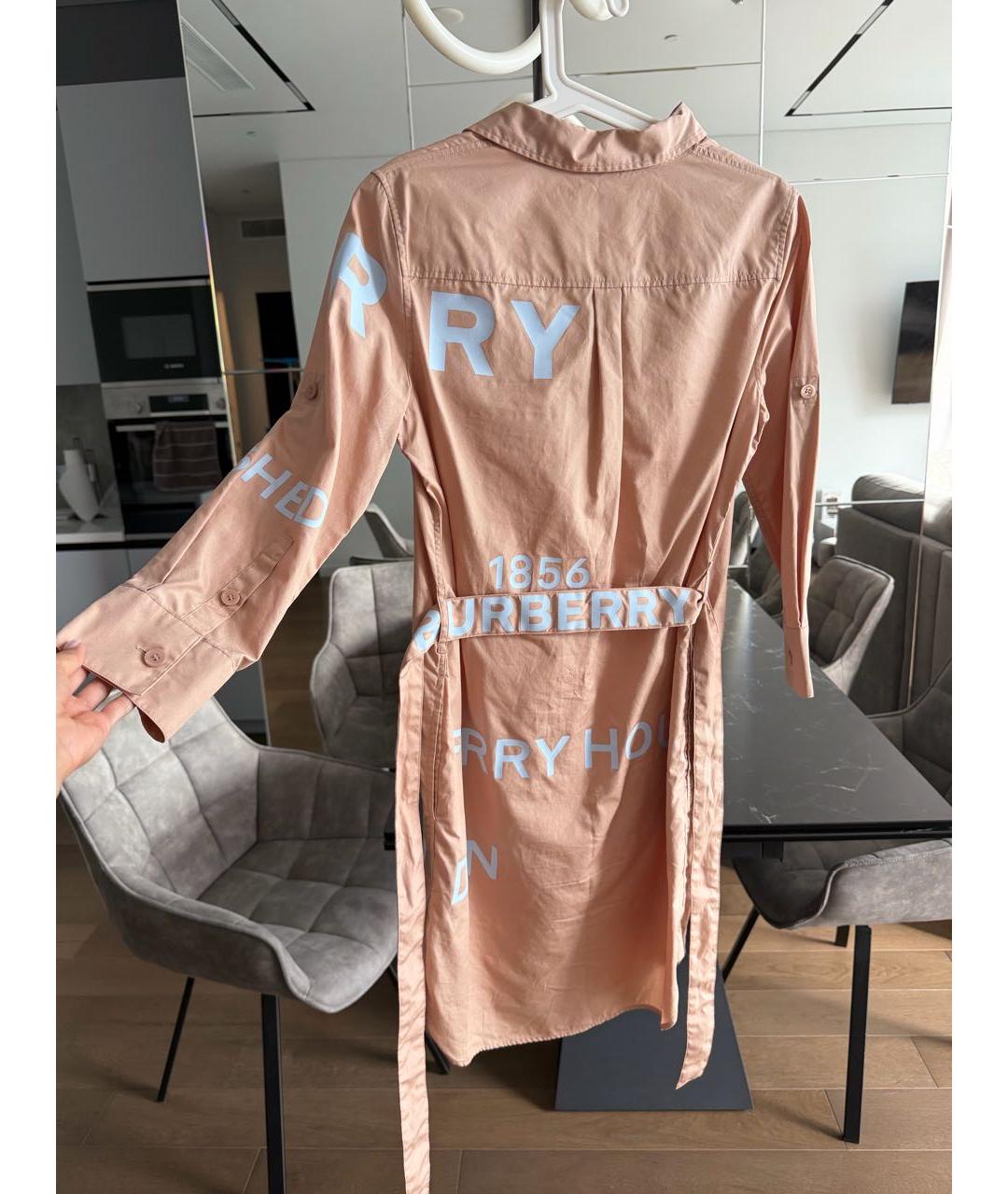 BURBERRY Бежевое хлопковое коктейльное платье, фото 6
