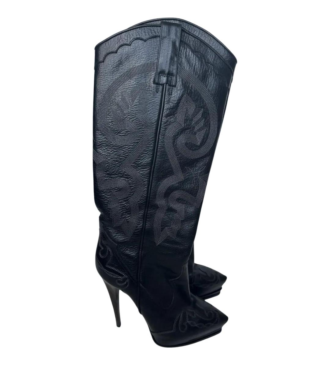 LANVIN Черные кожаные сапоги, фото 1