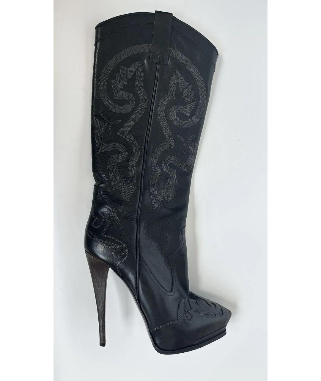 LANVIN Черные кожаные сапоги, фото 4