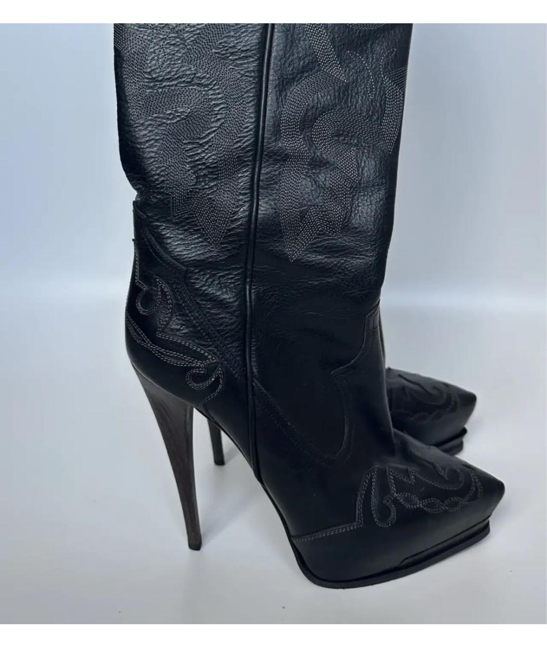 LANVIN Черные кожаные сапоги, фото 2