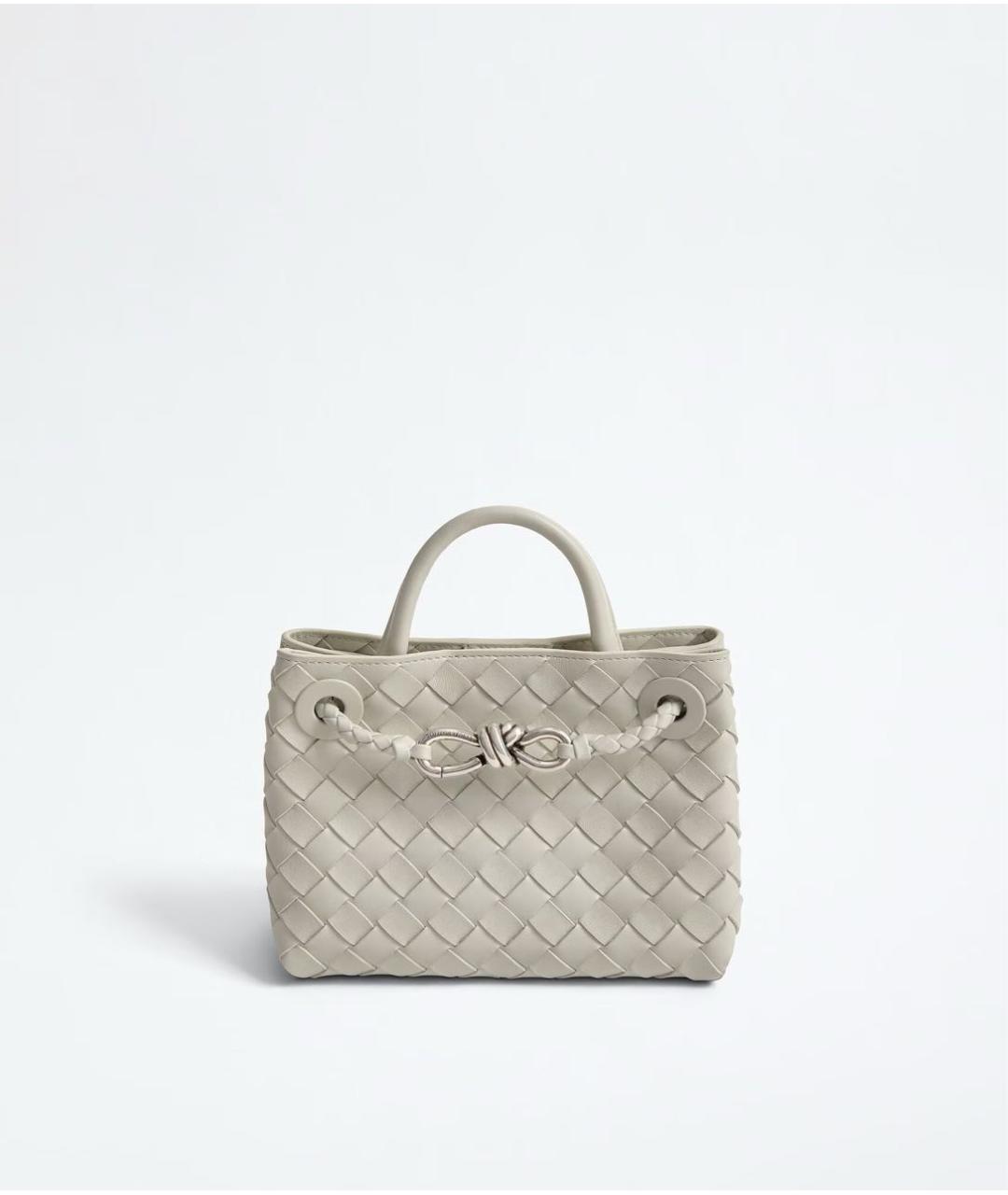 BOTTEGA VENETA Серая кожаная сумка с короткими ручками, фото 3