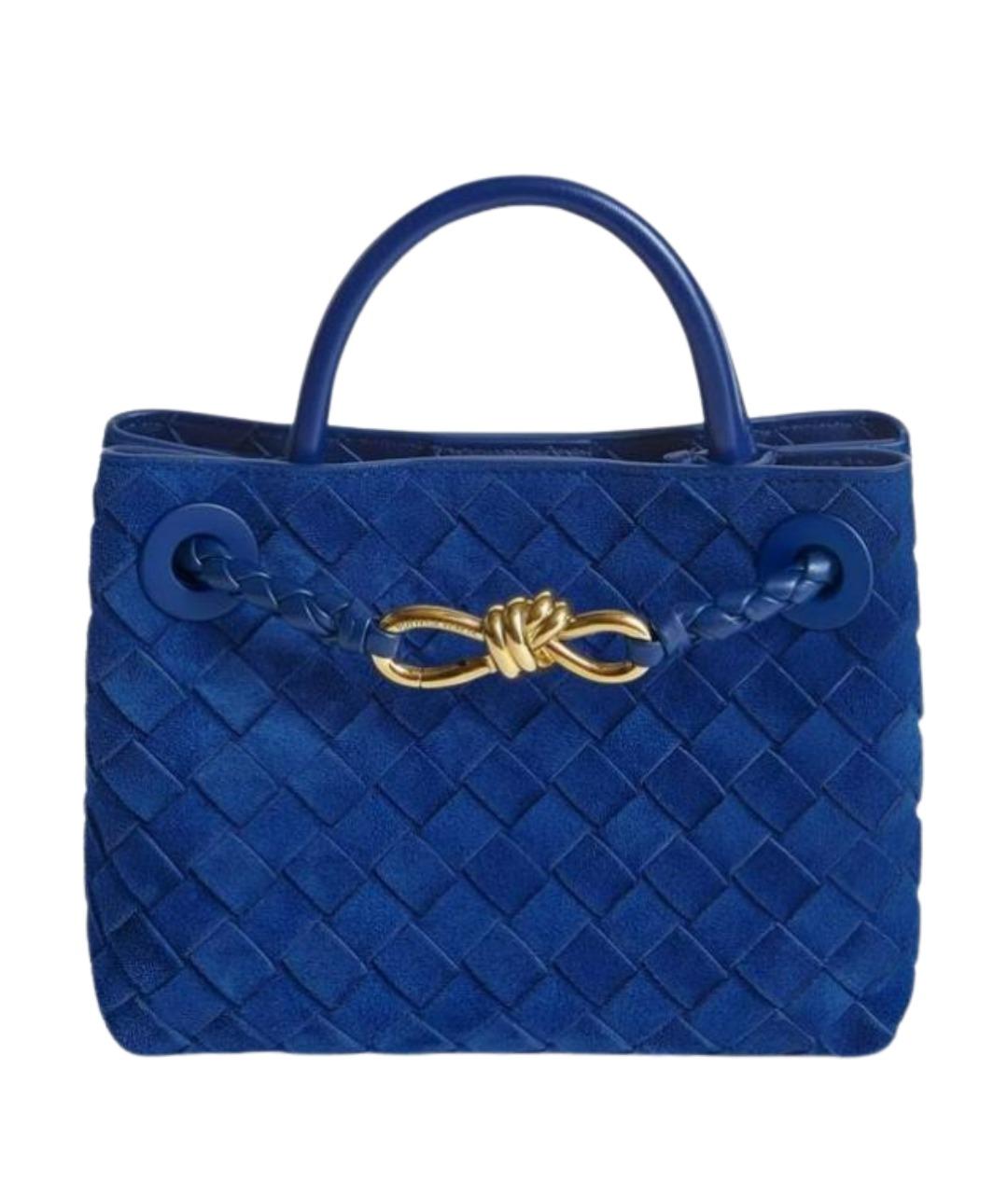 BOTTEGA VENETA Синяя замшевая сумка с короткими ручками, фото 1
