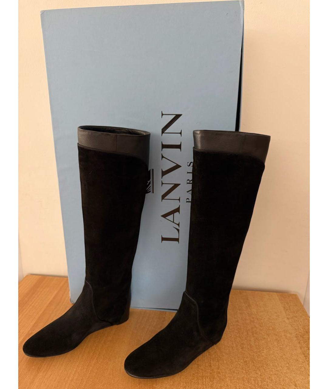 LANVIN Черные замшевые сапоги, фото 2