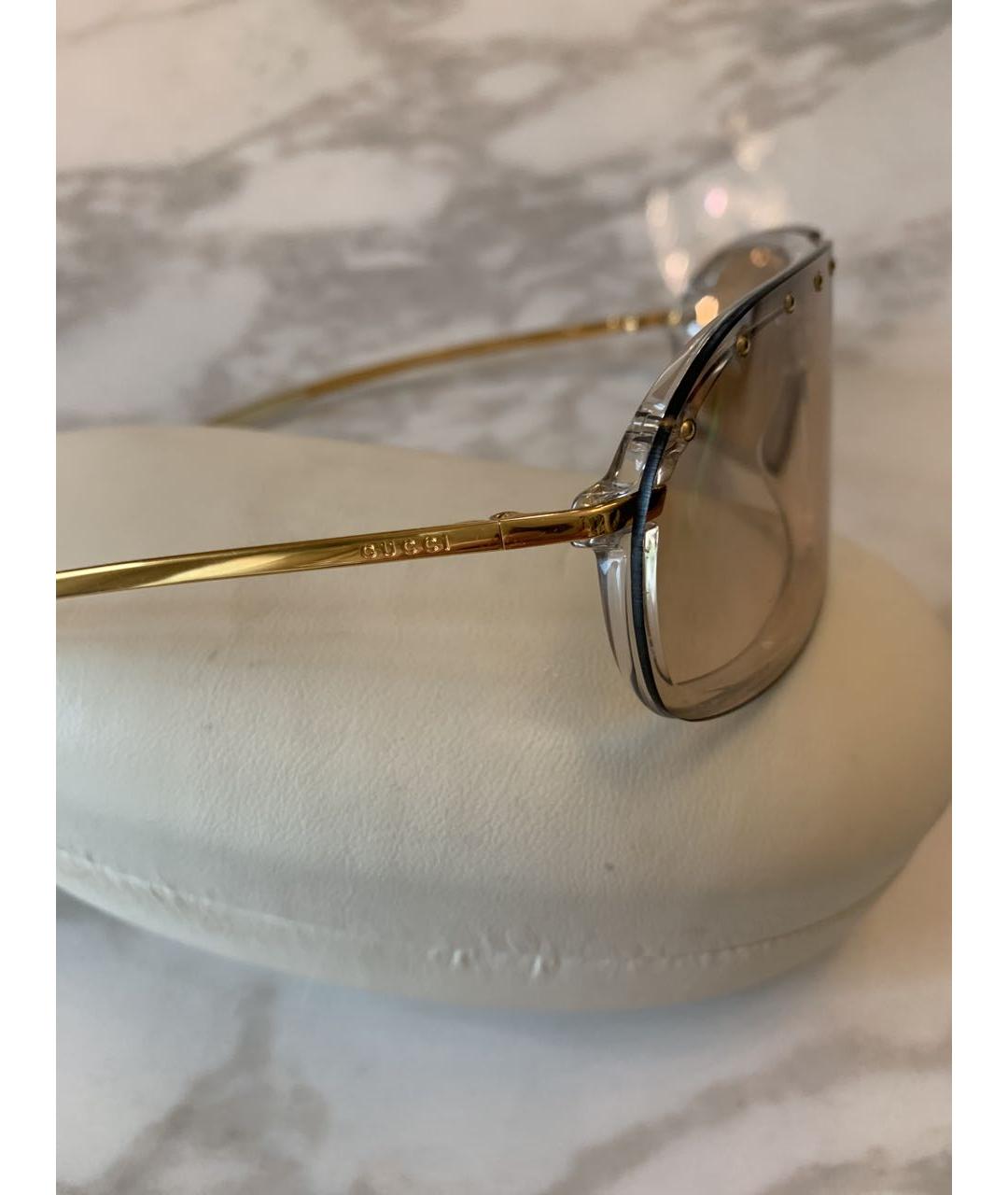 GUCCI Золотые металлические солнцезащитные очки, фото 3
