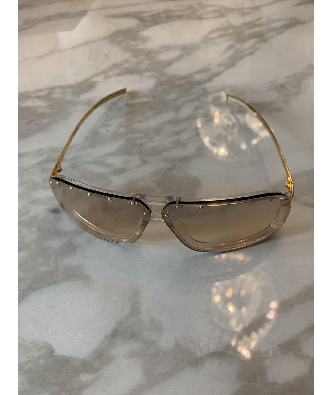 GUCCI Золотые металлические солнцезащитные очки, фото 4