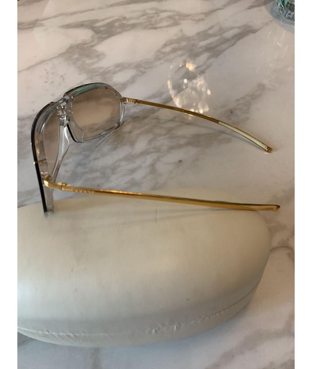 GUCCI Золотые металлические солнцезащитные очки, фото 2