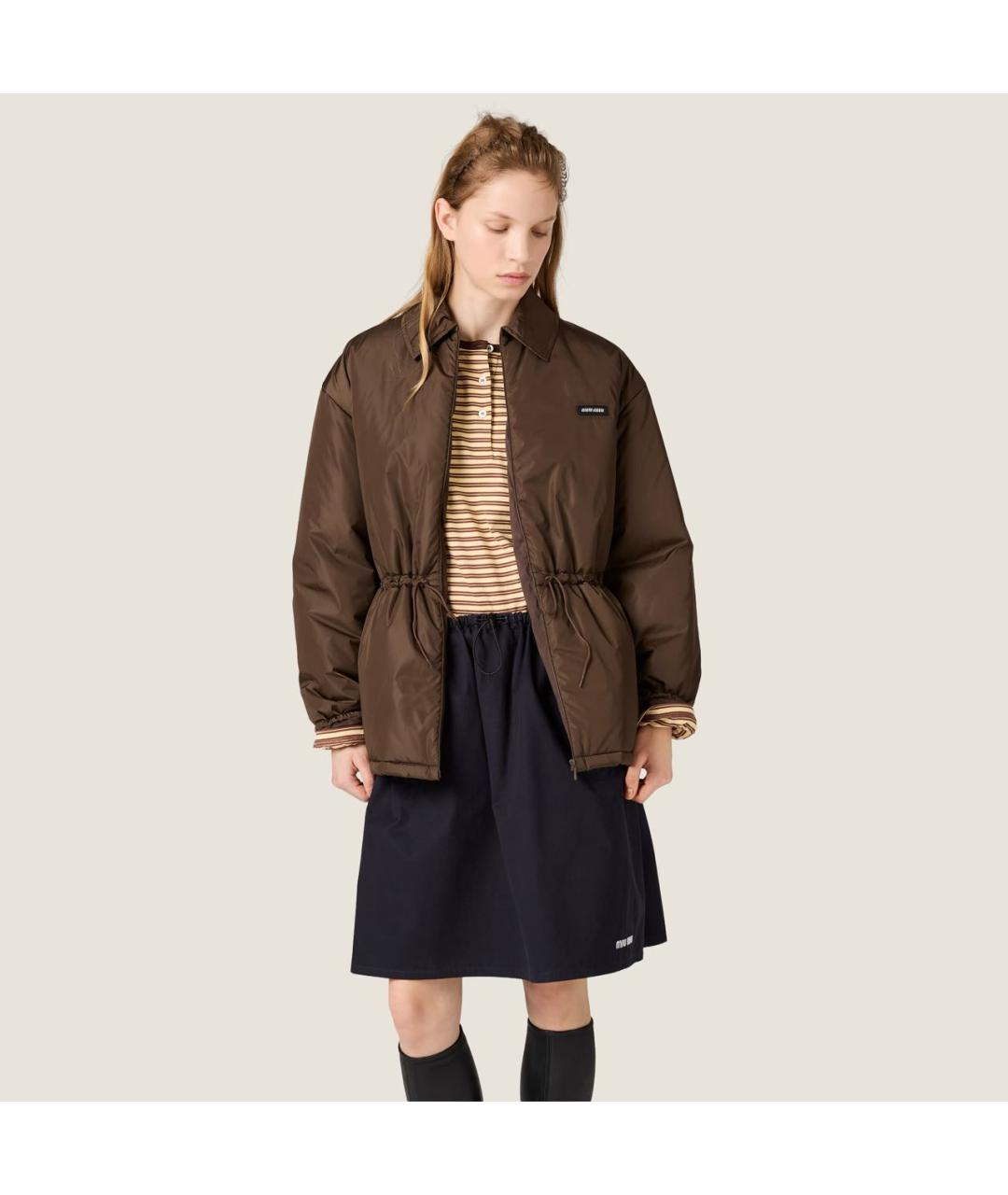 MIU MIU Коричневая полиамидовая куртка, фото 4