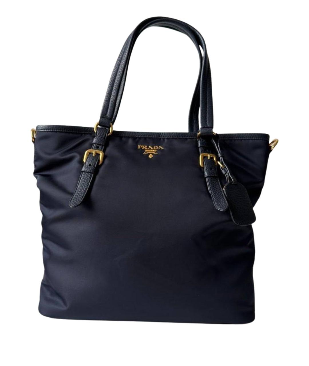 PRADA Темно-синяя нейлоновая сумка тоут, фото 1