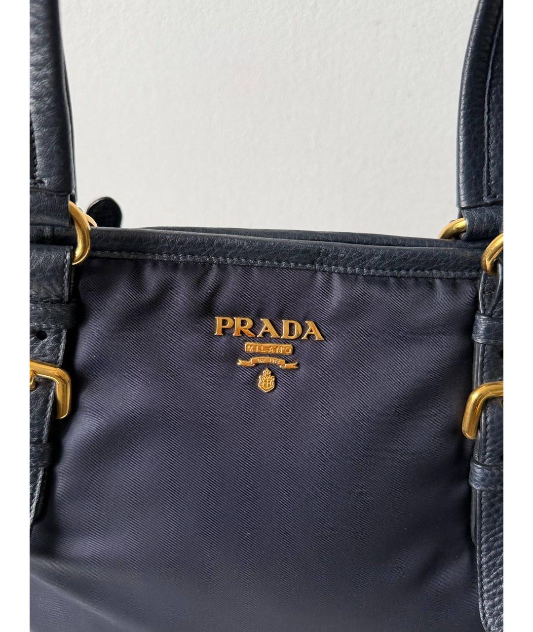 PRADA Темно-синяя нейлоновая сумка тоут, фото 5