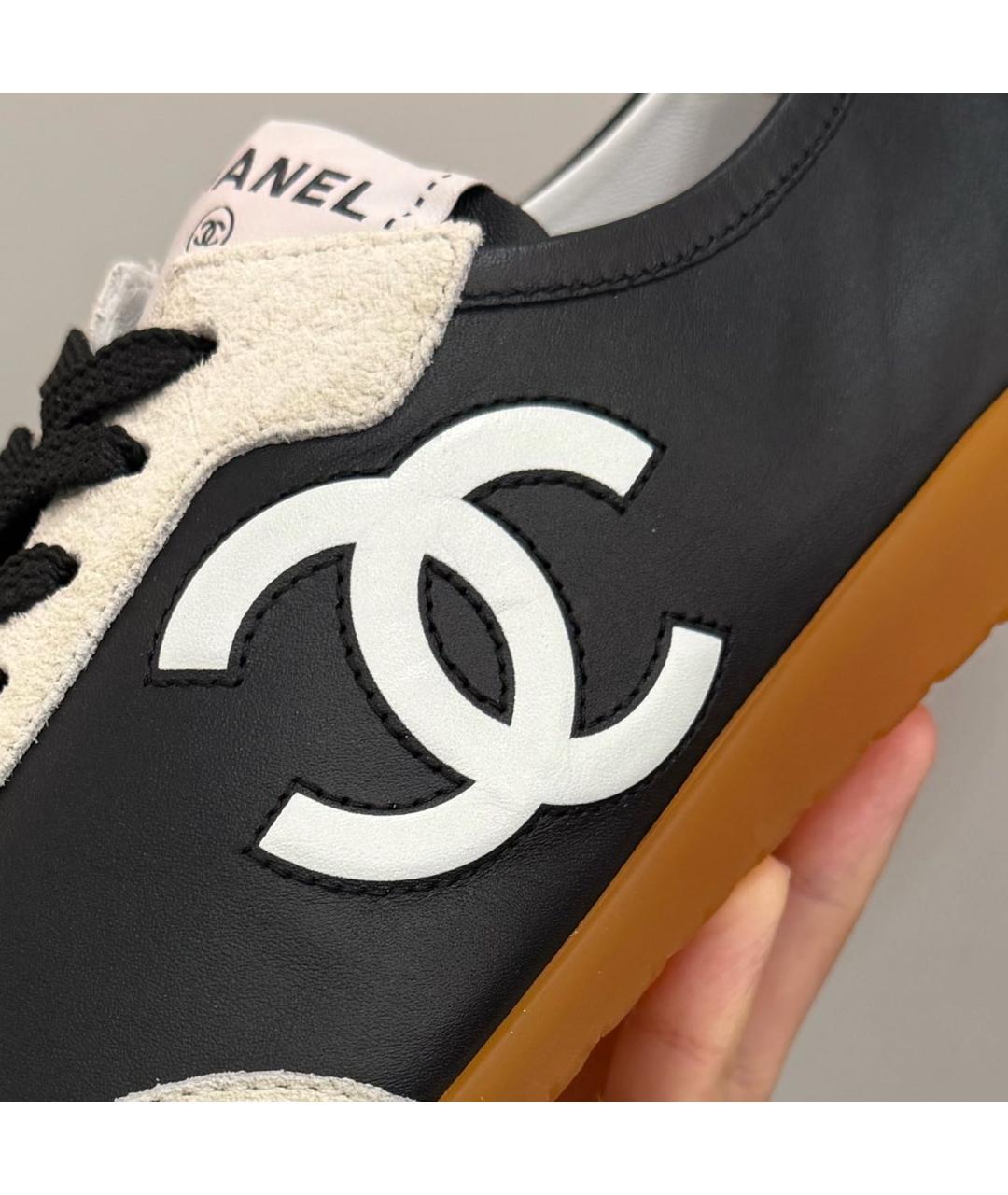 CHANEL Черные кожаные кеды, фото 2