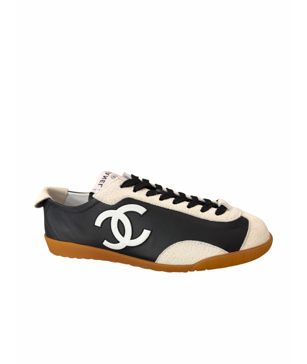 CHANEL Черные кожаные кеды, фото 1