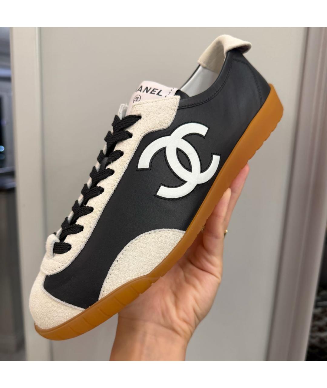 CHANEL Черные кожаные кеды, фото 5