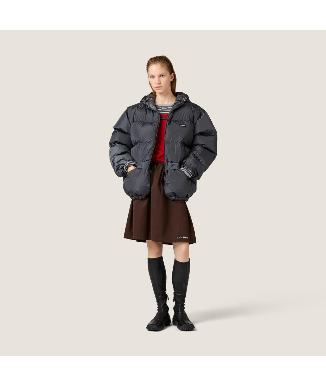 MIU MIU Серая полиамидовая куртка, фото 2