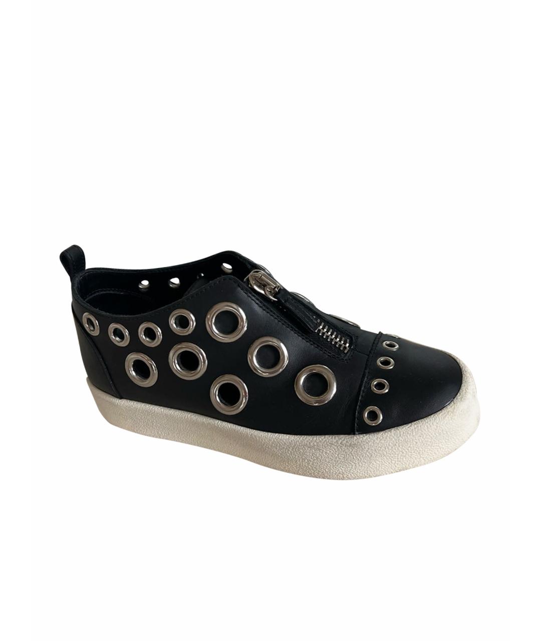 GIUSEPPE ZANOTTI DESIGN Черные кожаные кеды, фото 1