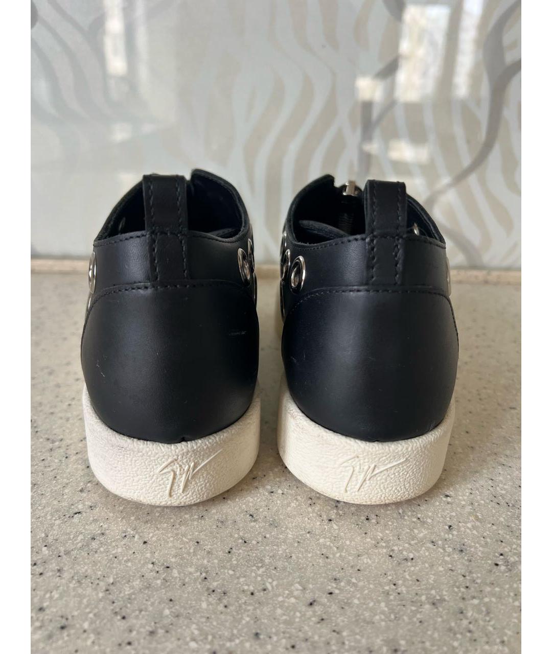 GIUSEPPE ZANOTTI DESIGN Черные кожаные кеды, фото 3
