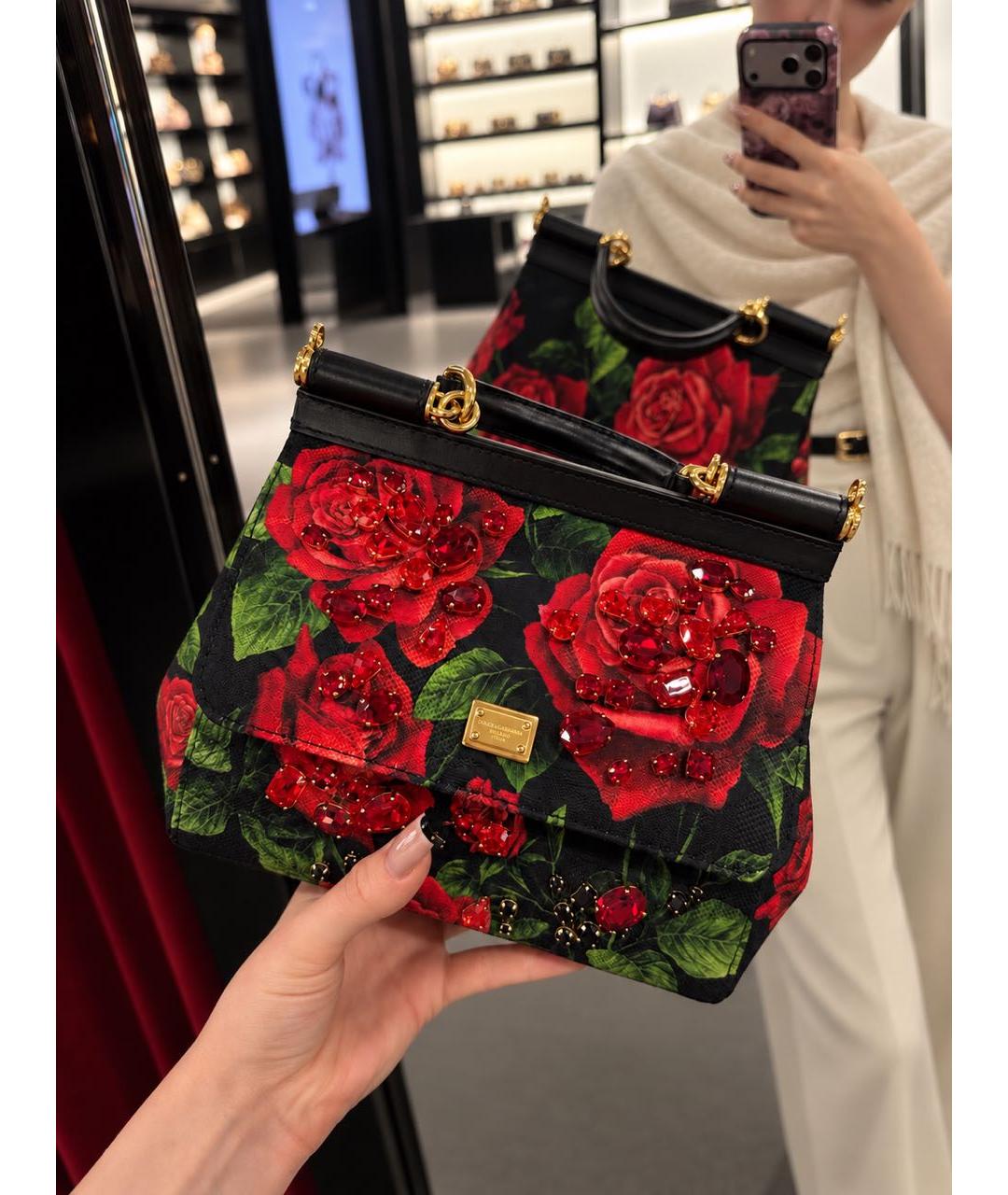 DOLCE&GABBANA Бордовая кожаная сумка с короткими ручками, фото 4