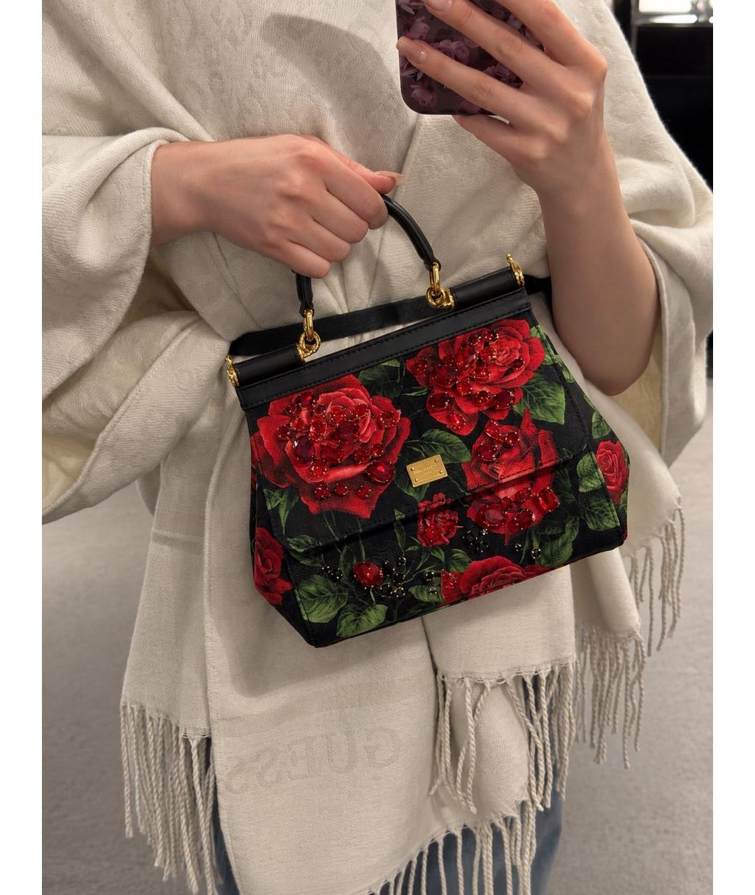 DOLCE&GABBANA Бордовая кожаная сумка с короткими ручками, фото 3