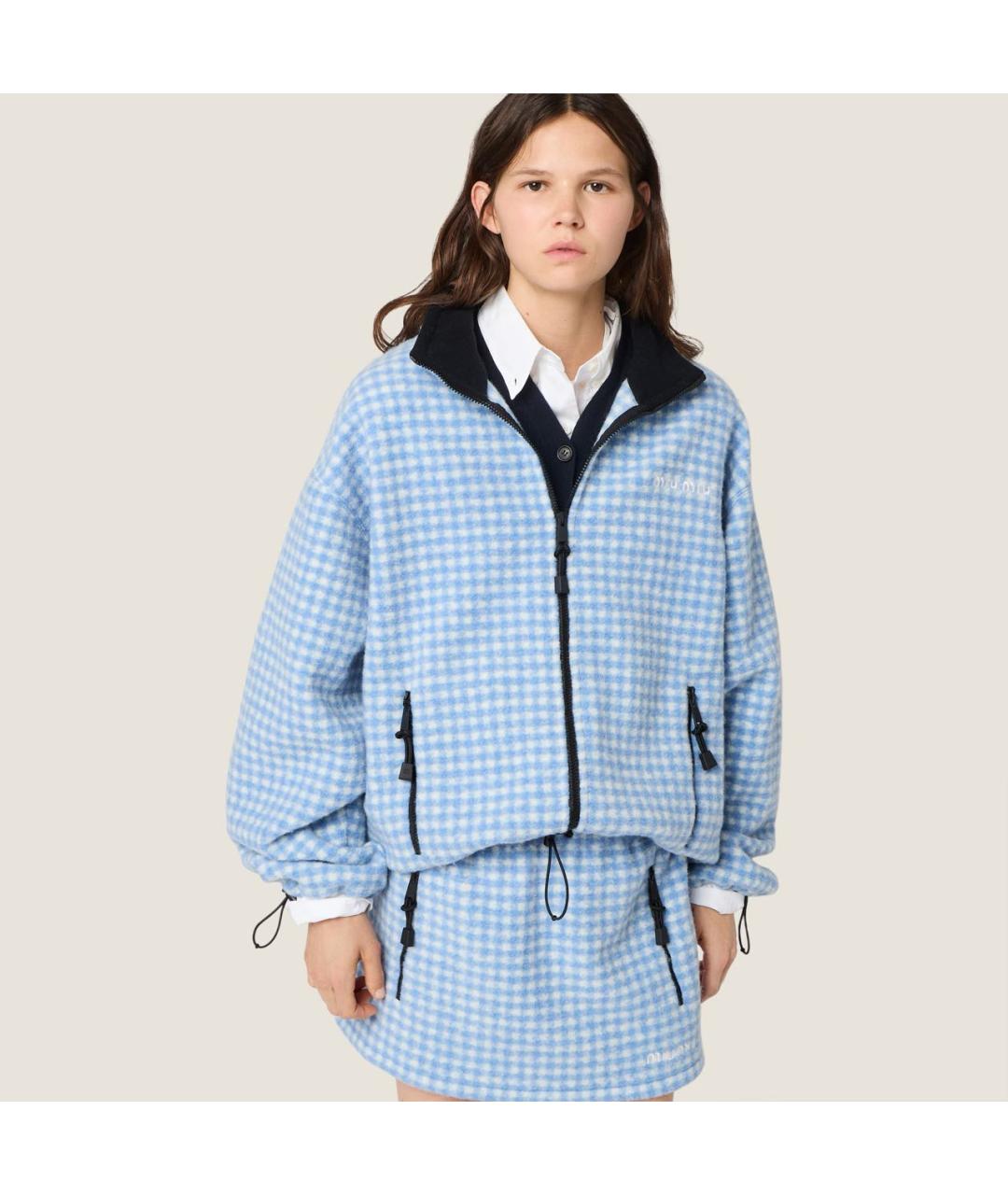 MIU MIU Голубая полиэстеровая куртка, фото 4