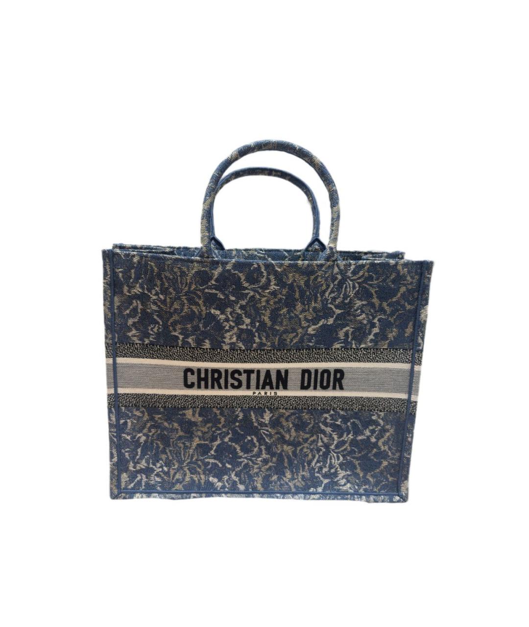 CHRISTIAN DIOR Синяя хлопковая сумка тоут, фото 1
