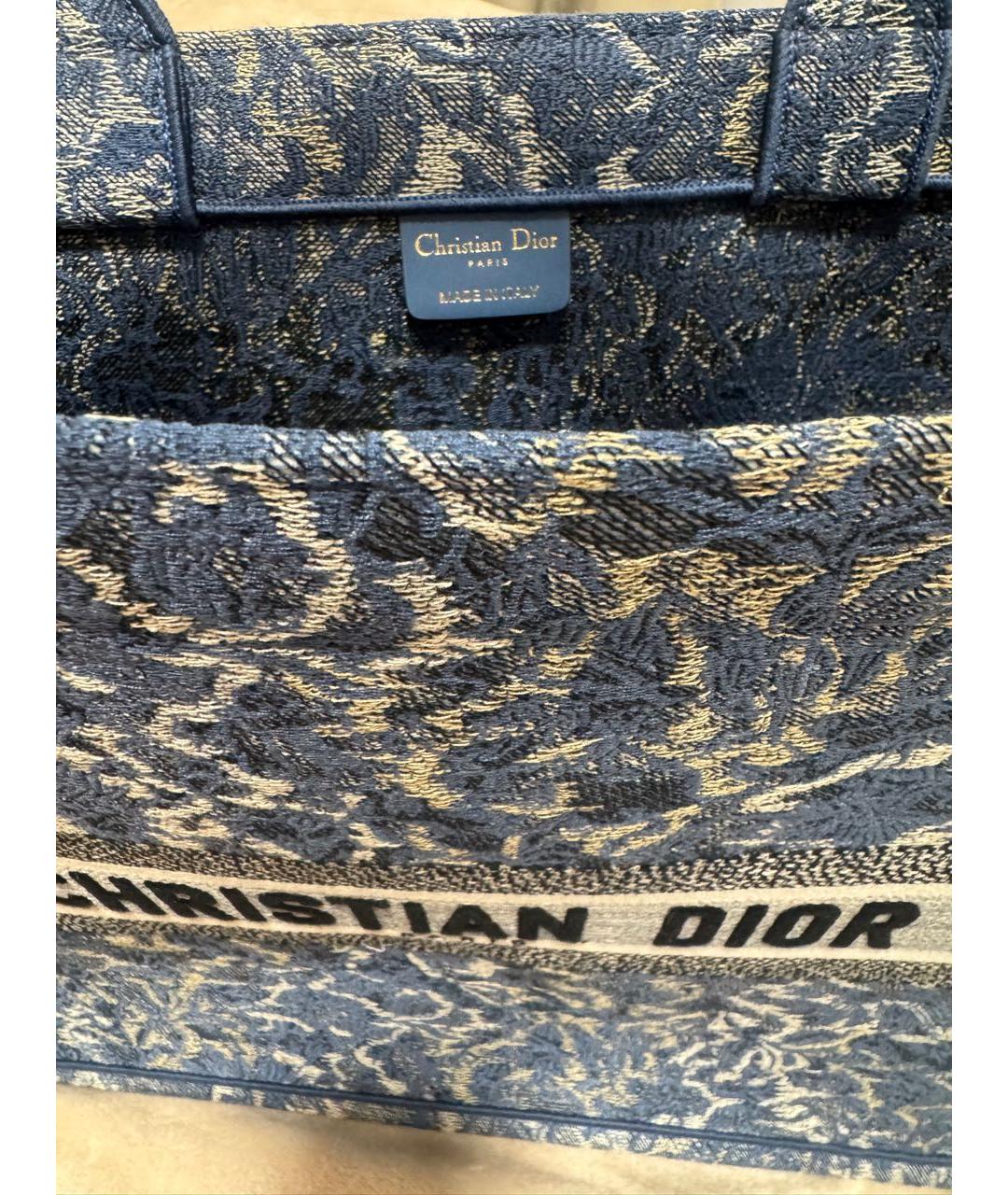 CHRISTIAN DIOR Синяя хлопковая сумка тоут, фото 2