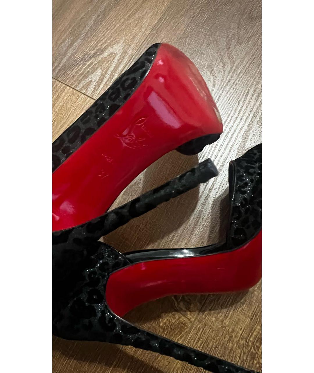 CHRISTIAN LOUBOUTIN Черные текстильные туфли, фото 3