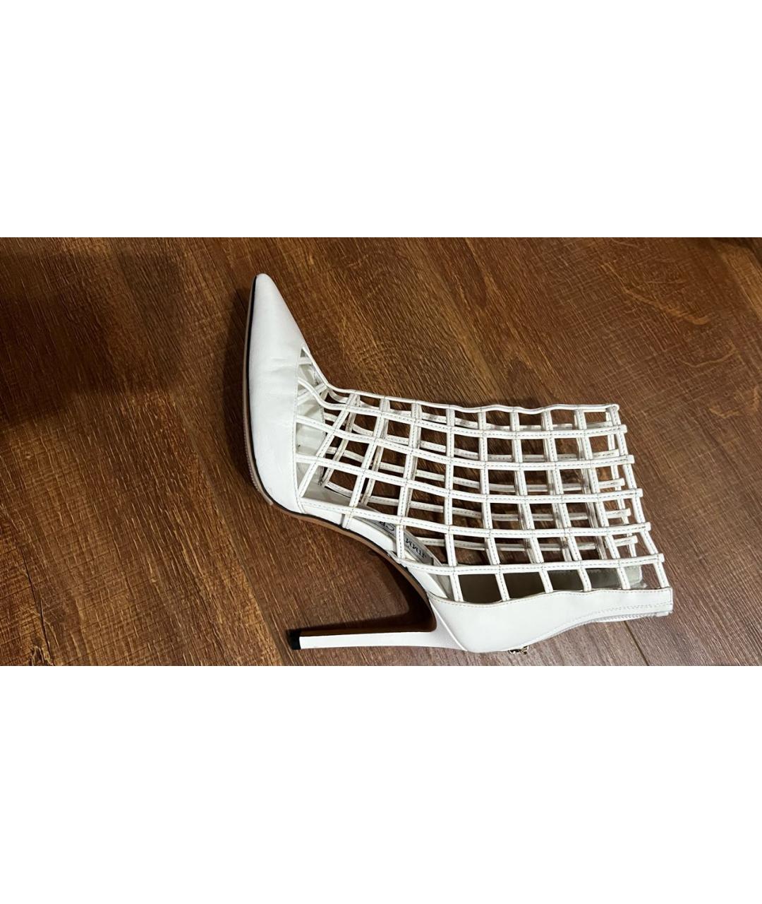 JIMMY CHOO Белые кожаные ботильоны, фото 5