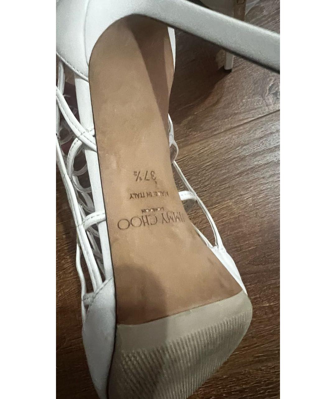 JIMMY CHOO Белые кожаные ботильоны, фото 4