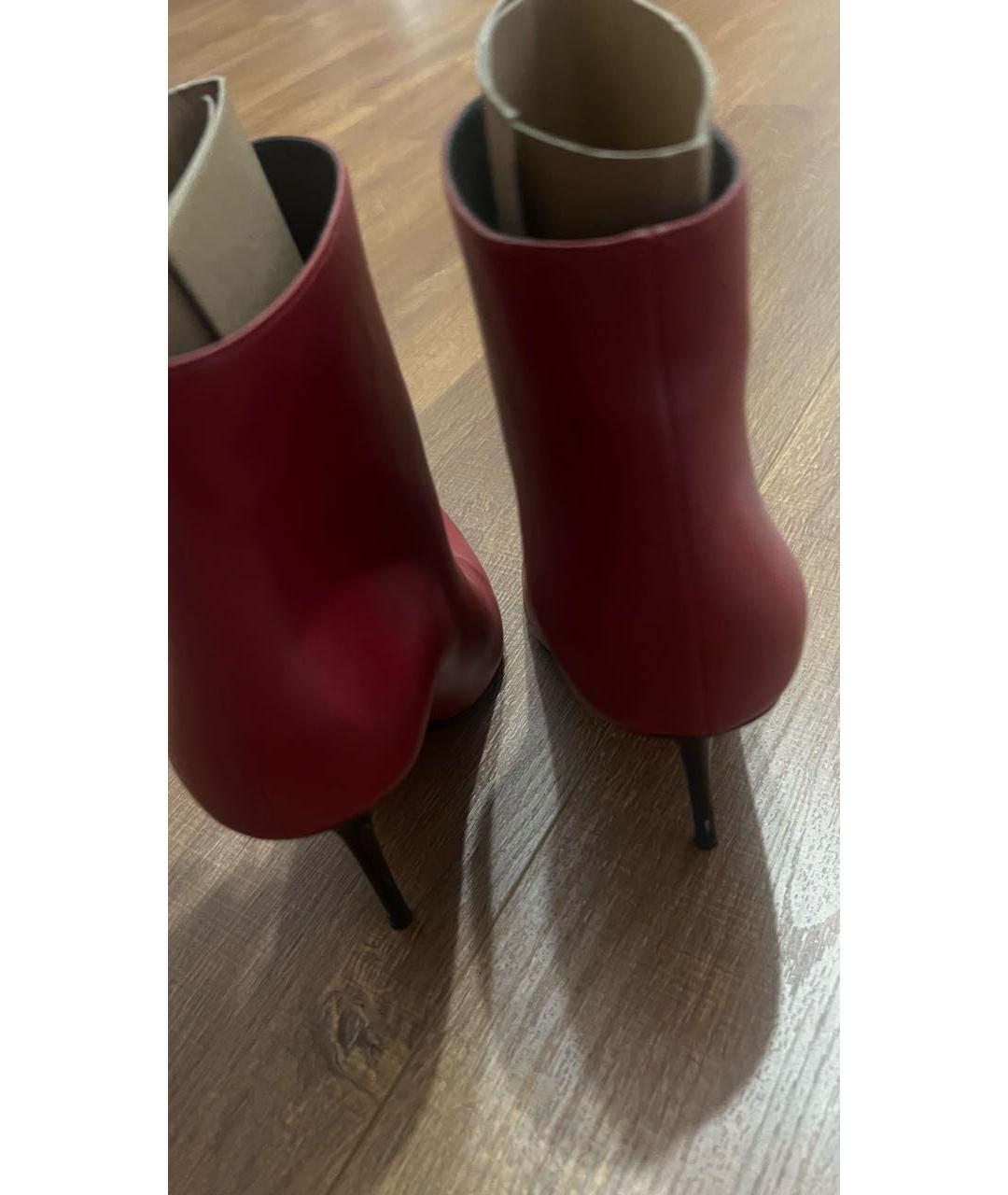 SAINT LAURENT Бордовые кожаные ботильоны, фото 3
