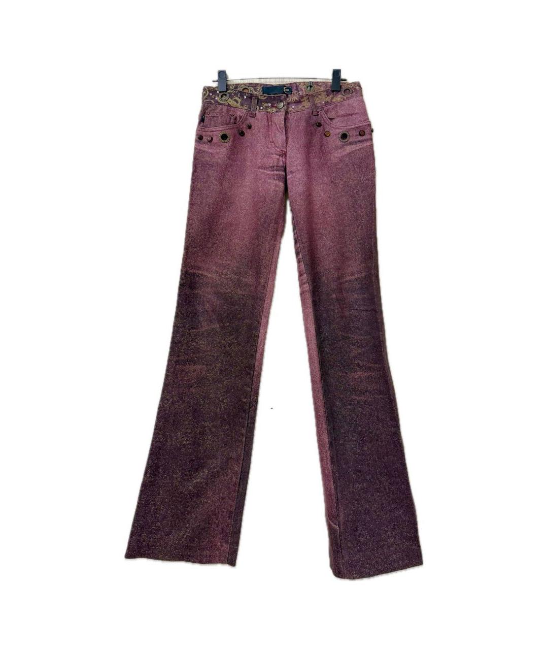 JUST CAVALLI Бордовые хлопковые прямые джинсы, фото 7