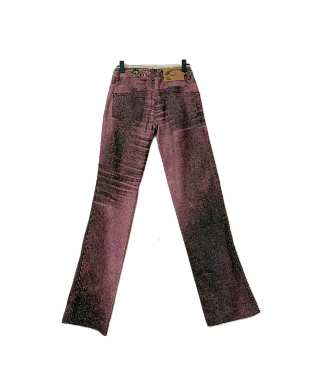 JUST CAVALLI Бордовые хлопковые прямые джинсы, фото 2