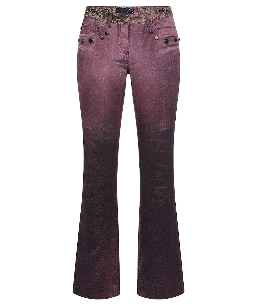 JUST CAVALLI Бордовые хлопковые прямые джинсы, фото 1