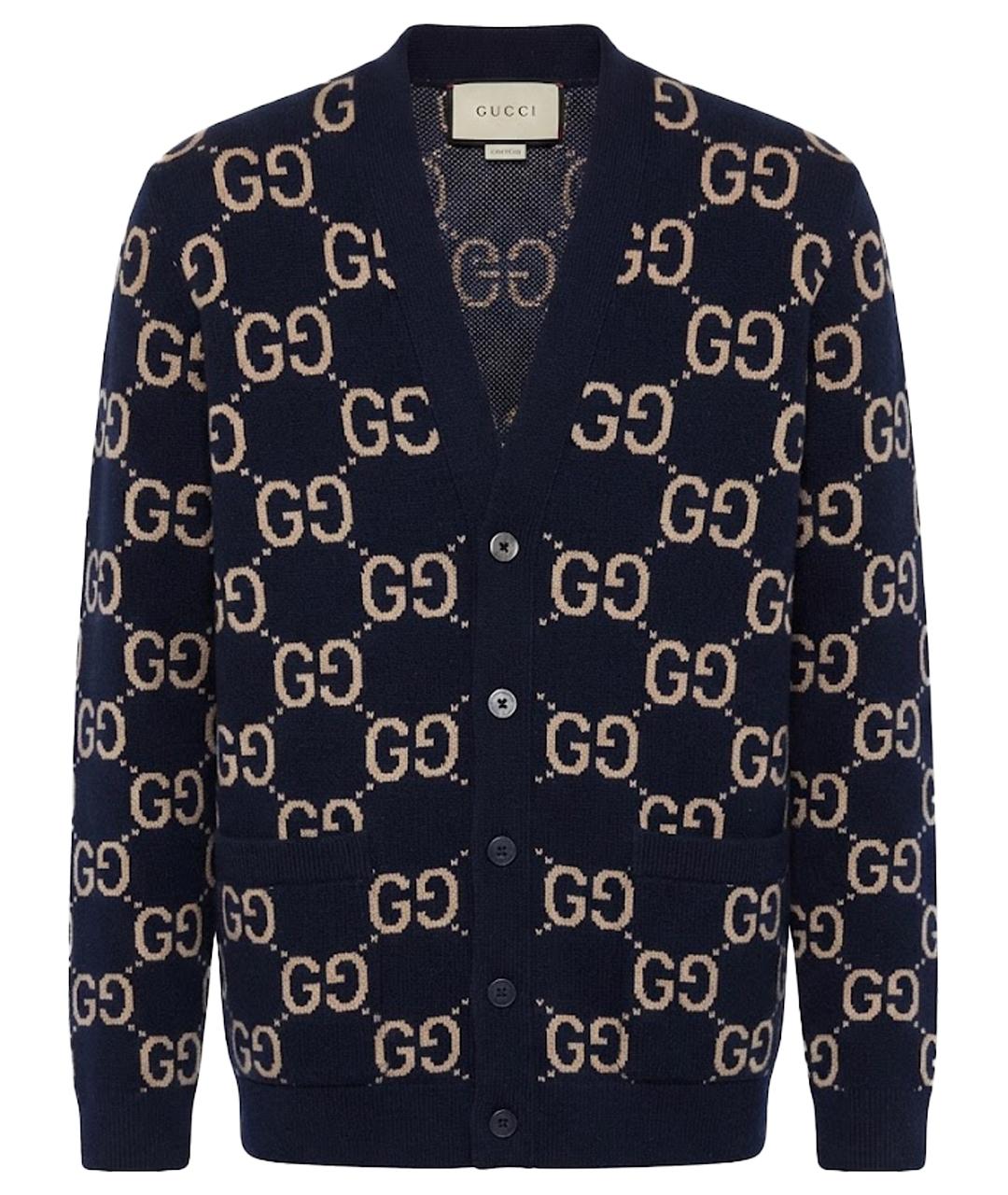 GUCCI Темно-синий шерстяной кардиган, фото 1