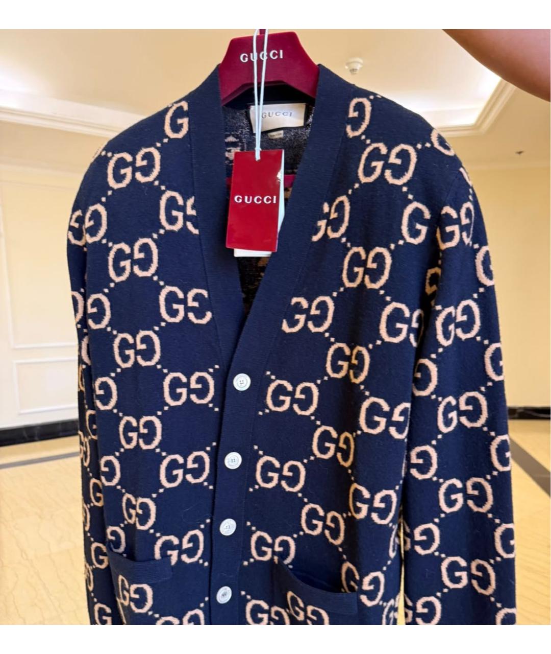 GUCCI Темно-синий шерстяной кардиган, фото 6