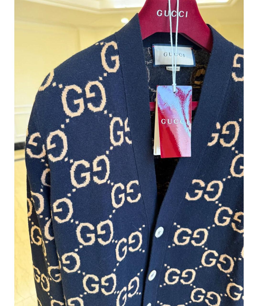 GUCCI Темно-синий шерстяной кардиган, фото 3