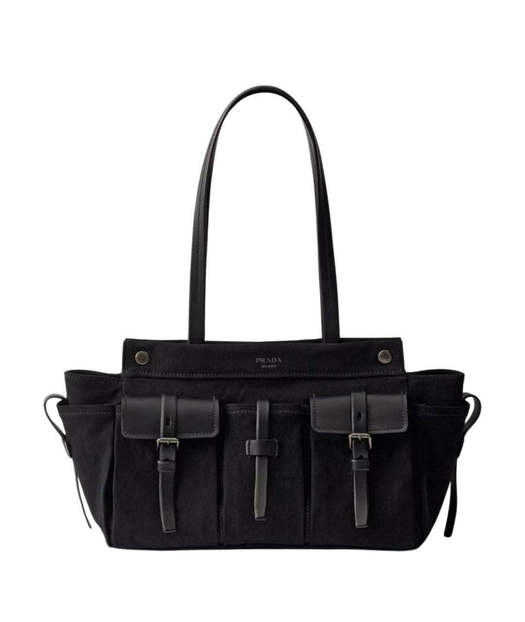 PRADA Черная сумка через плечо из канвы, фото 1