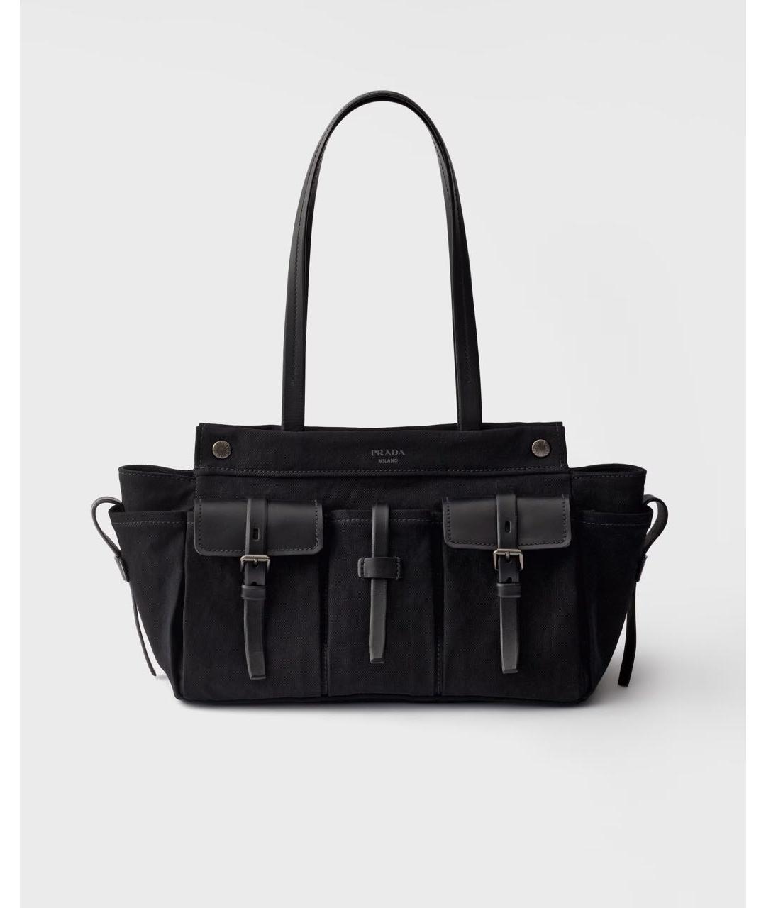 PRADA Черная сумка через плечо из канвы, фото 3