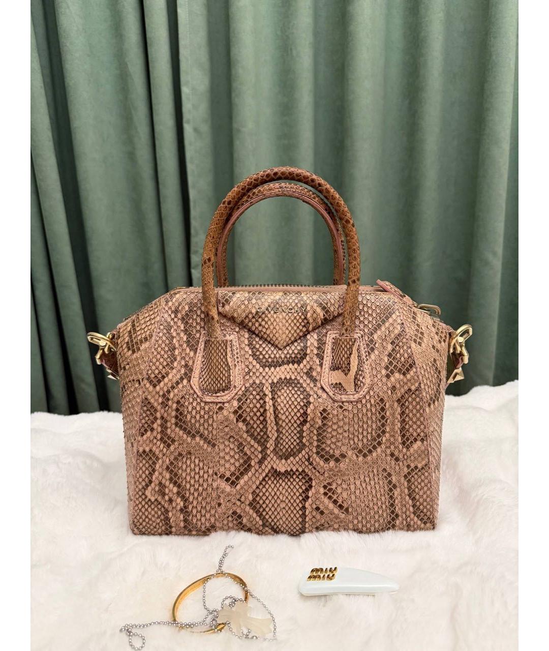 GIVENCHY Коричневая сумка тоут из кожи питона, фото 2