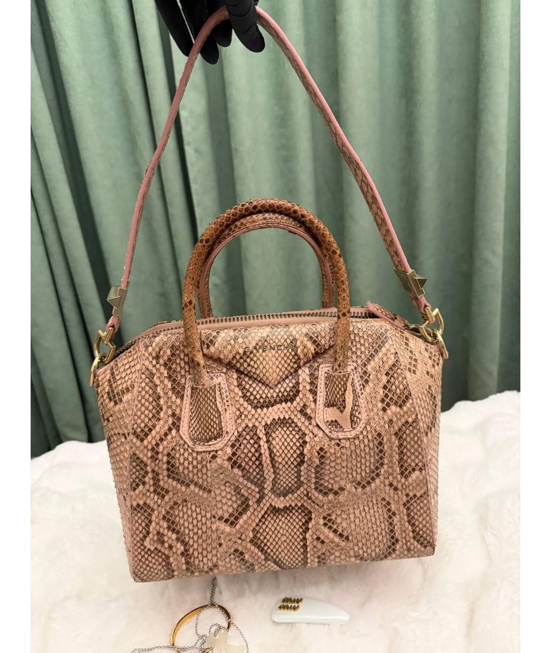GIVENCHY Коричневая сумка тоут из кожи питона, фото 4