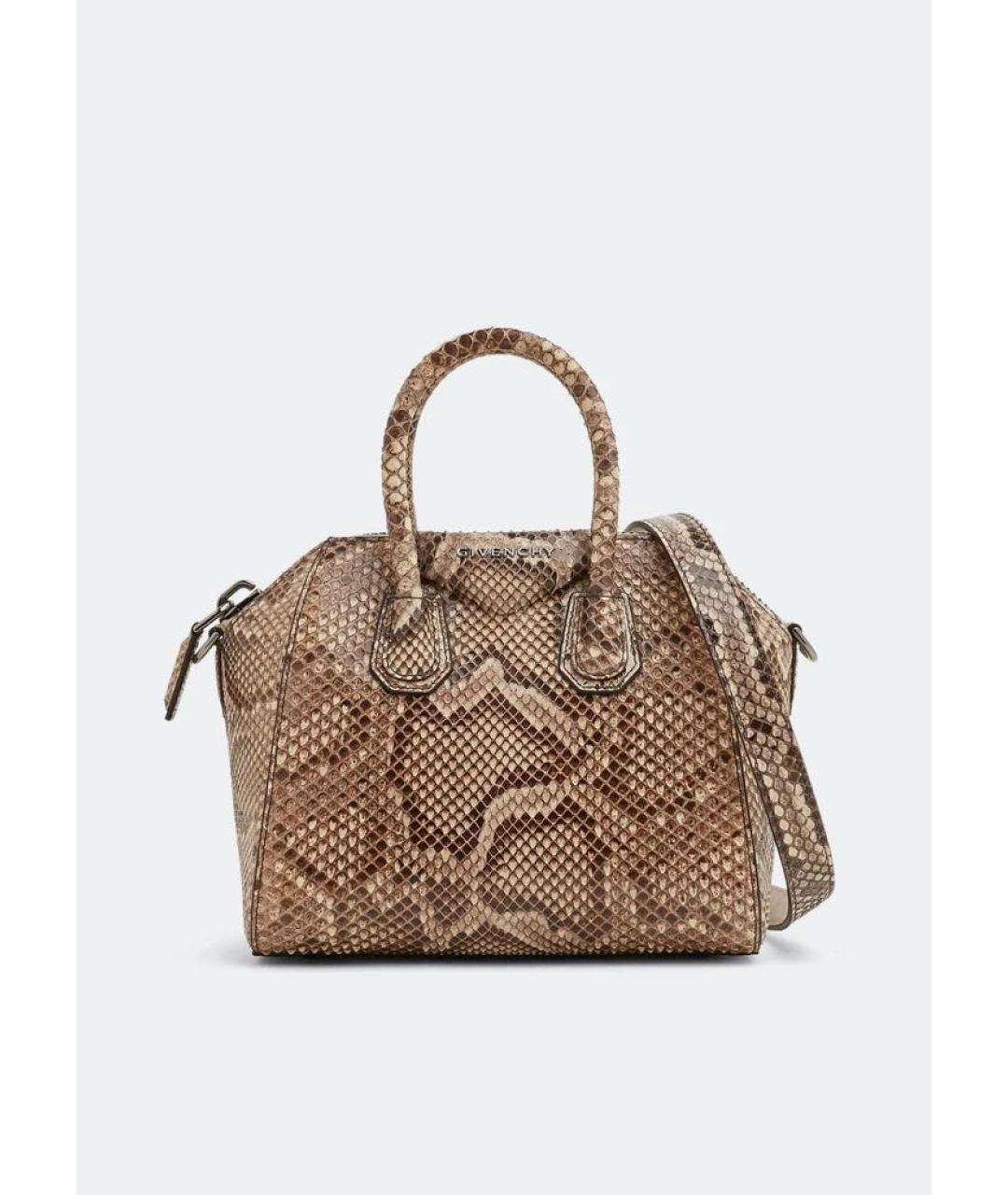 GIVENCHY Коричневая сумка тоут из кожи питона, фото 6